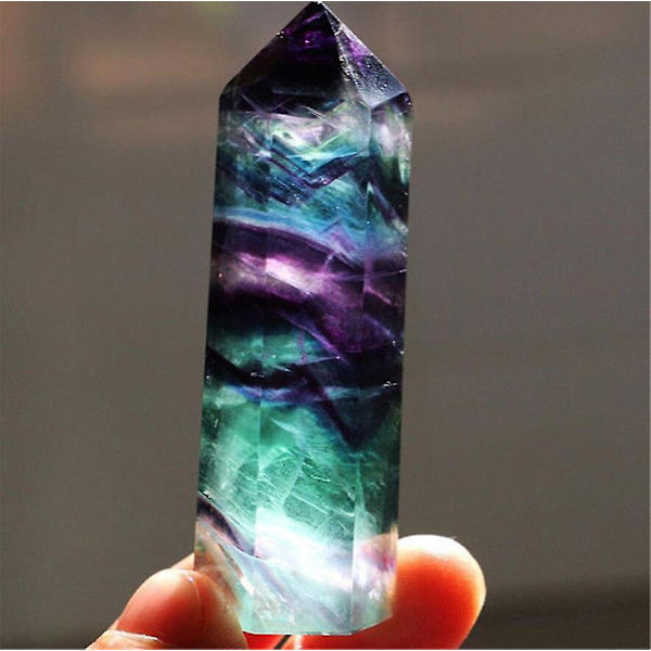 Naturlig Fluorit Kvarts Kristall Sten Healing Ametist Hexagonstav Punkt (Slumpmässig Stil)