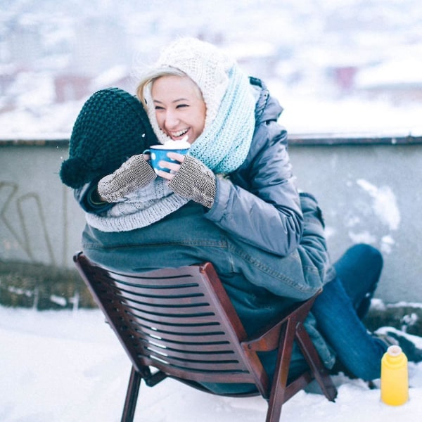 Vinterhandskar för kvinnor, 2 par varma stickade fingerlösa armvärmarvantar
