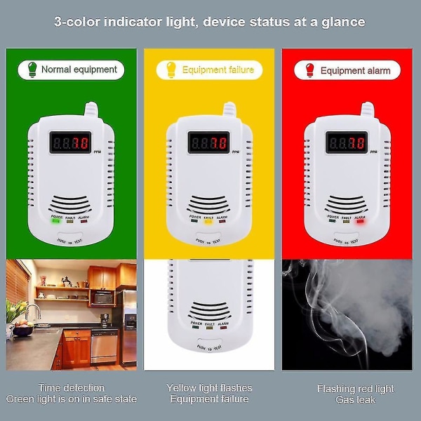 Gasläckagedetektor Analysator Kolmonoxidsensor LCD Digital Displayer Naturgas 2 i 1 Alarm Sy