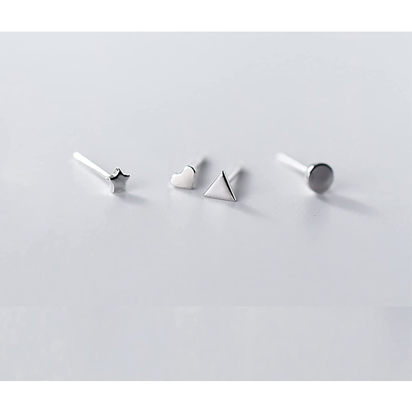 Sterling Sølv Stud Øreringe Til Kvinder Mænd - 4 Par Hypoallergeniske Enkle Geometriske Små Stud Øreringe Sæt Tiny Cirkel Trekant Kvadrat Bar Stud Øre