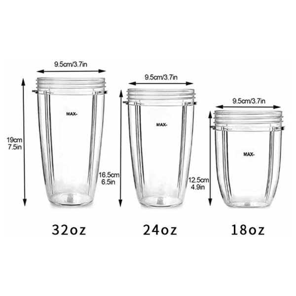 32oz Clear Cup ersättningsdel Juicertillbehör för NUTRIBULLET Nutri Bullet 900W/600W Blender Juicer