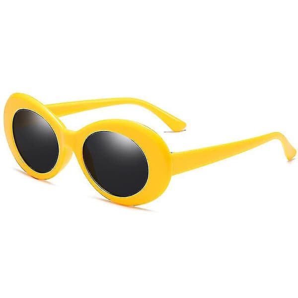 Oval Mod Retro Vintage Solglasögon Runda Linser-4（Gul）