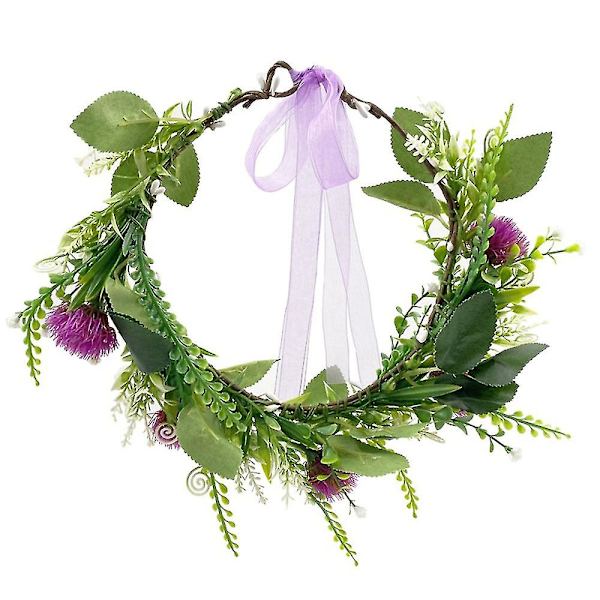 Blomsterkrans Krans Boho Grönt Blad Blomster Huvudbonad Bröllop Brud Blomsterkrans-4