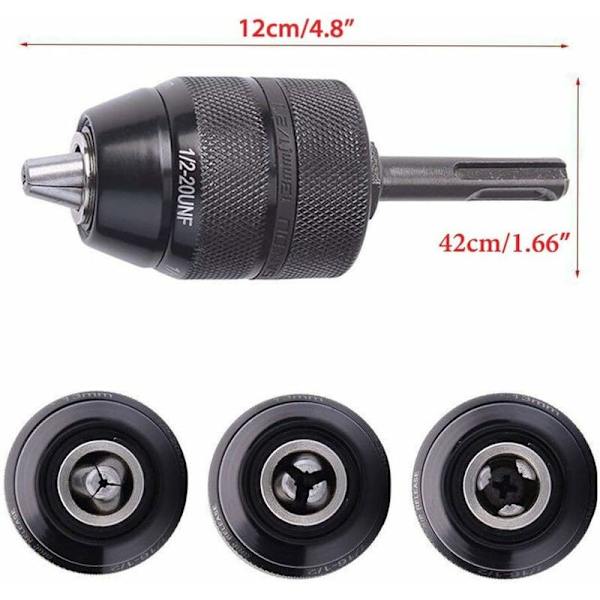 2-13mm Nøglefri Chuck Adapter Heavy Duty Professionel Chuck 1/2-20 UNF Nøglefri Chuck Nøglefri Boremaskine med SDS Adapter