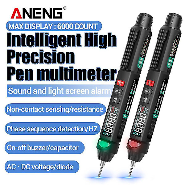 Aneng A3008 Digital 6000 Counts Intelligent Professional Multimeter Sensor Pen Tester Strömmätare