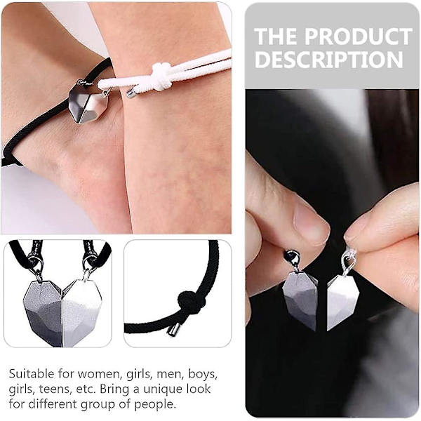 1 Set Hjärtformad Halsband För Par Magnetiska Par Bff Armband Halsband Magnet Matchande Kärlek Hjärta Pussel Halsband Armband Smycken Present Till Pojkvän