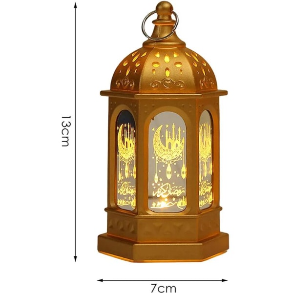 Ramadan dekorativ lampa, Eid Mubarak lykta månstjärnedekoration, Ramadan dekoration Muslimsk festival dekorativ, guld