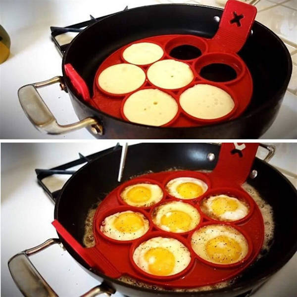 Silikonform 4 hål DIY pannkaksmaskin baka kakform barn mini äggverktyg bakning kökstillbehör silikonformarB
