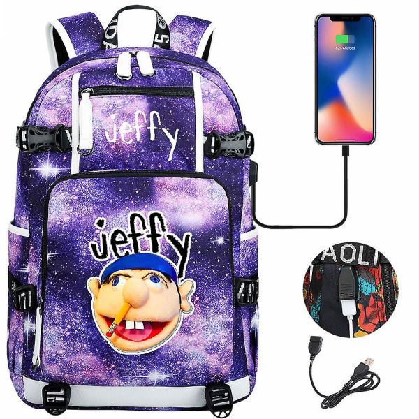 Jeffy Print Teen Student School Bag - Ryggsäck för män och kvinnor - Casual Travel Backpack1