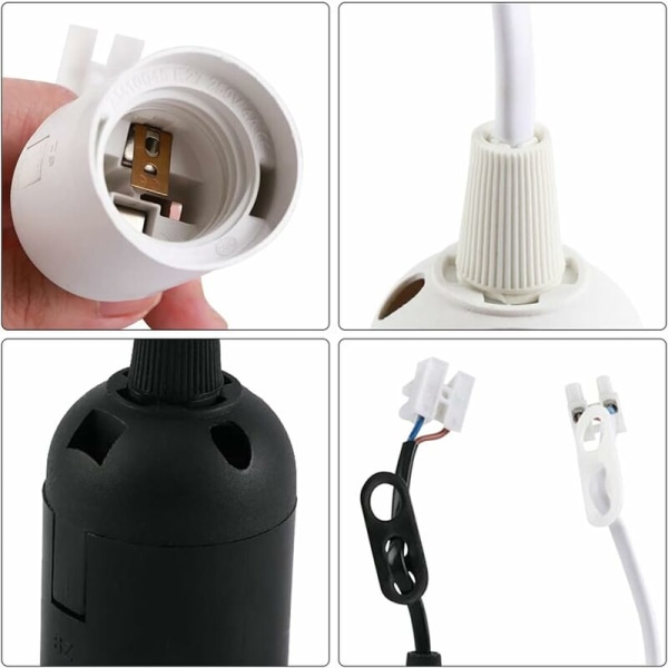 E27 Lampehuller, 8 stk. Sokkel Lampehuller, Plastik Pærebase med Kabel, til Kontor Køkkener, Plantevækstbelysning og Akvarielys