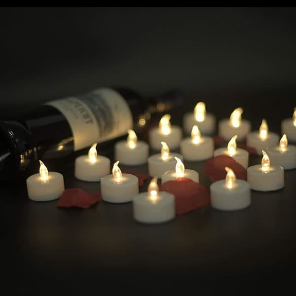 100-pack LED-värmeljus, batterier ingår, fladdrande lågeffekt, varmvitt ljus, för bröllop och fester.