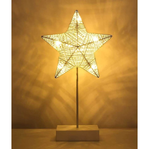 Dekorativ bordslampa, julstjärna nattlampa slingrande bomullstråd Varm led-lampa för sovrum, batteridriven lampa för bord Sladdlös jul