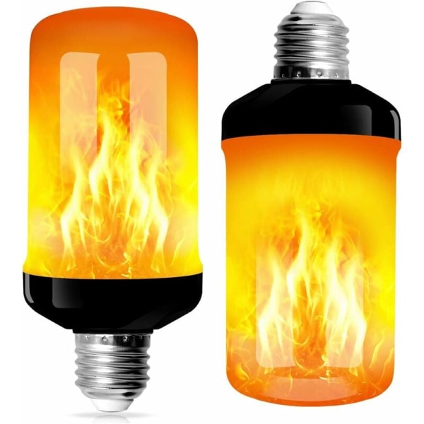 2-pak flamme-pære E27 LED-pærer 4 tilstande med tyngdekraftsensor flamme-pære til jul/halloween/bar/festdekoration