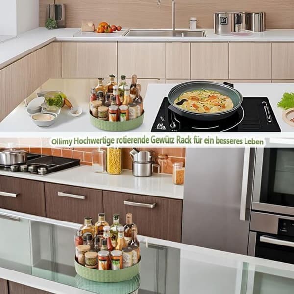 360° roterande kylskåps-/köksbricka, Lazy Susan för förvaring av kryddor/snacks/flaskor/kosmetika (Transparent).