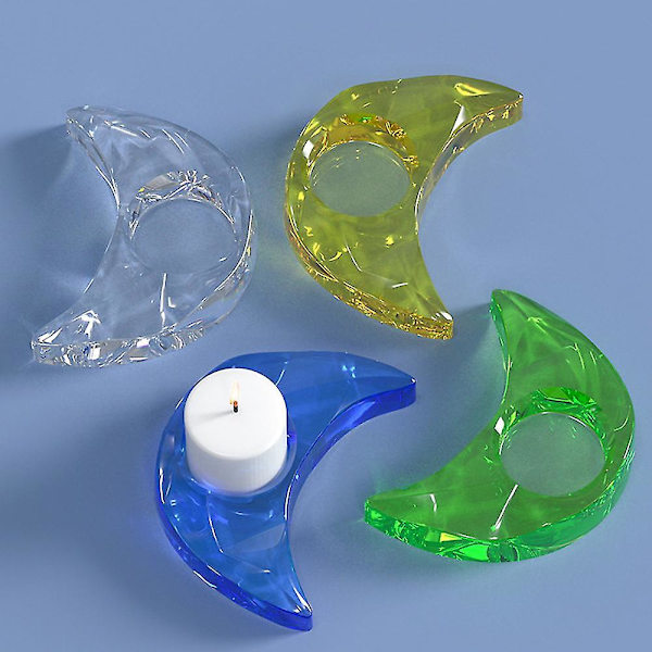 2023-diy Kristallepoxihartsform Måneformad Ljusstake