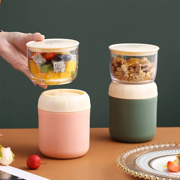 700 ml Praktisk Müsli Mugg, To Go Mug Lunchpot Läcksäker Yoghurt Mugg To Go Med Väska Och Sked För Skola, Kontor, Utomhus (Grön)