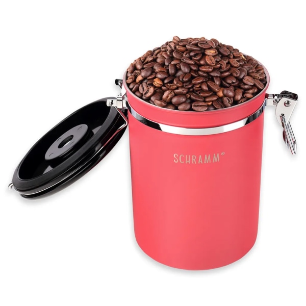Schramm® kaffeburk 1800 ml i 10 färger med doseringssked Höjd: 19cm Kaffeburkar Kaffeburk av rostfritt stål, färg: röd