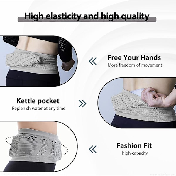 Fanny Pack, Andningsbar, Universell Dold Knit Bälte Väska, Stor Kapacitet Löpning Bälte Väska (Svart S)