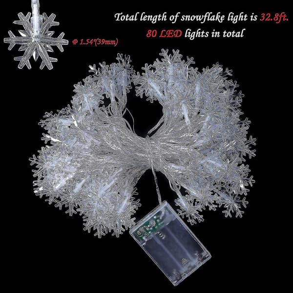 Led Creative Snöflinga Ljus-10 Meter 80 Lampor-med Blinkande Batteri