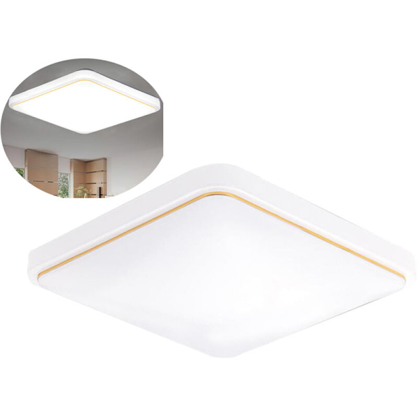 Firkantet LED-loftslampe AC220-V Hvid Farve Køkken Balkon Veranda Moderne Arealys, Guldlinje, 220 220 50 mm
