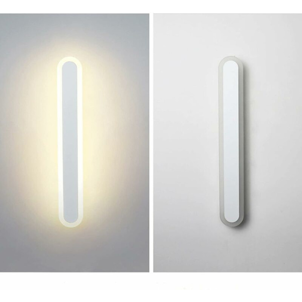 Lang Akryl Væglampe 26W LED Væglampe Vandtæt Varm Hvid 3000K Væglampe til Haver, Terrasser, Soveværelser, Stuer (Hvid)