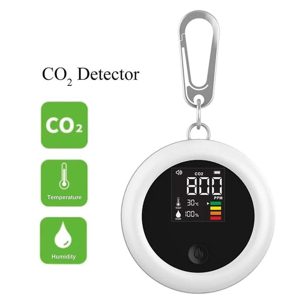 3 i 1 Mini CO2-detektor Koldioxiddetektor Luftkvalitetsmonitor Meteroa Yo（Svart）