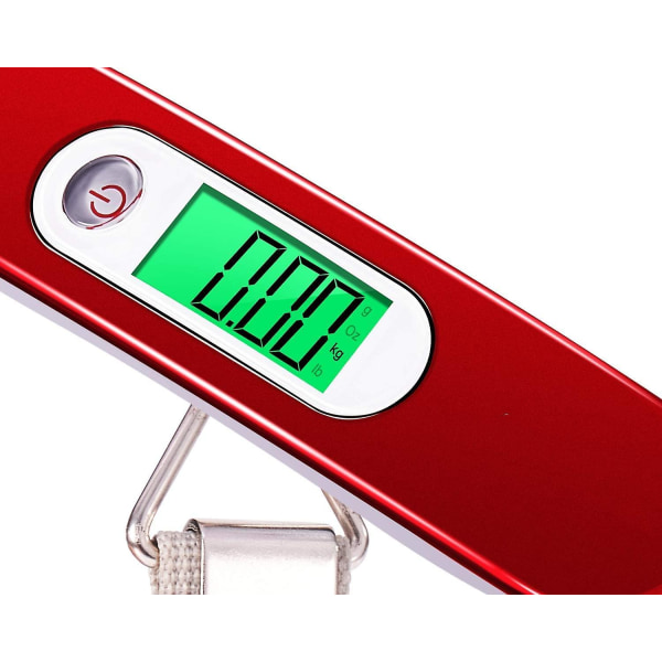Bärbar resväska våg digital vikt skala 110 lbs/50 kg kapacitet (röd)