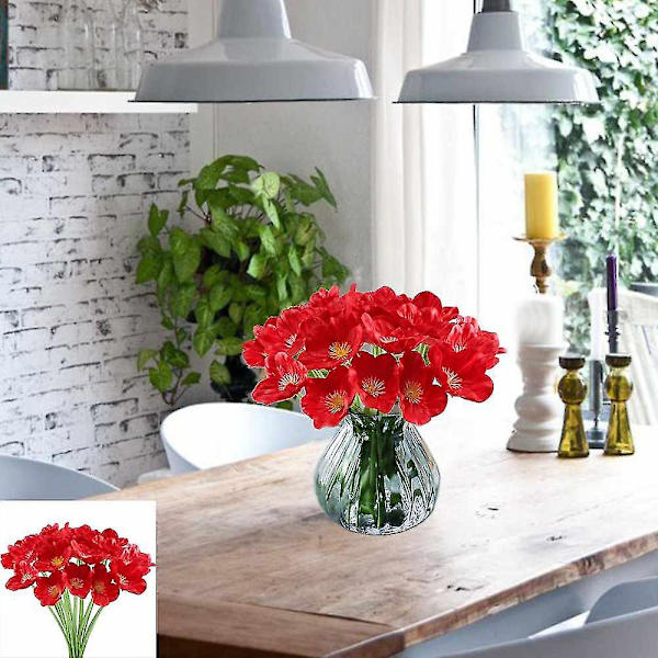 20 stycken realistiska Pu konstgjorda vallmoblommor falska bröllopsbukettarrangemang