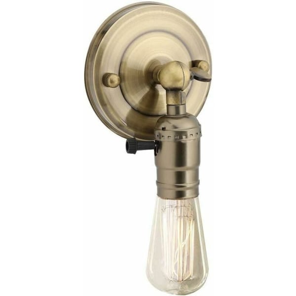 Vintage lamphållare, E27 Edison Retro vägglampshållare med strömbrytare för hemmabruk och dekoration (brons)
