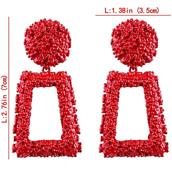 Hule Geometriske Store Kvadratiske Hengeøreringer Metall Statement Drop Ørepynt Punk Bohemian Høydeteksturert Design Store Høyre Ørepynt For Kvinner Mote J