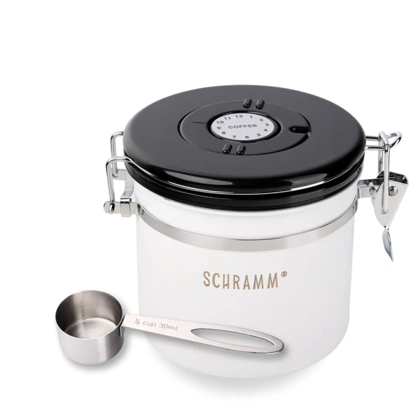 Schramm® kaffeburk 1200 ml i 10 färger med doseringssked Höjd: 12cm Kaffeburkar Kaffeburk av rostfritt stål, färg: matt vit