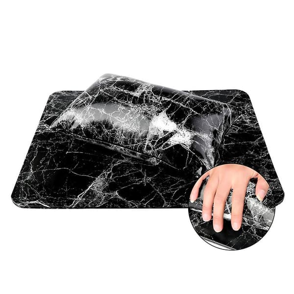Neglekunst Håndpude PU Svampskind Foldbar - Sort Marmor Makeup