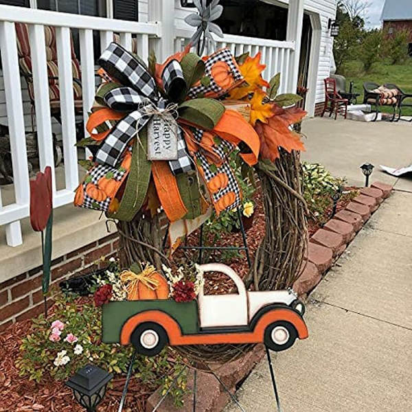 Konstgjord Solrosgirland Halloween Blomsterkrans, Höstlöv Girland Höstpumpor Inomhus Utomhus Framdörr Vägg eller Fönster Dekoration (B06)