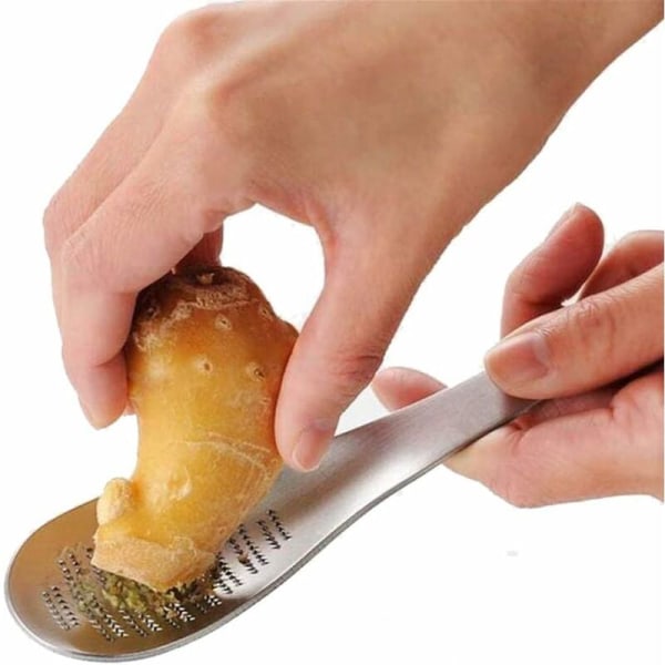Ingefærrivejern, skeform, rustfrit stål, sennep, hvidløg, slibeværktøj, ostrivejern, citronskal, blender