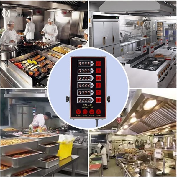 Kommersiell kökstimer 6 kanaler Restaurangimers Kalkylgraf Påminnelse Digital matlagningstimer med hög väckarklocka Klar LED-skärm Rostfritt stål