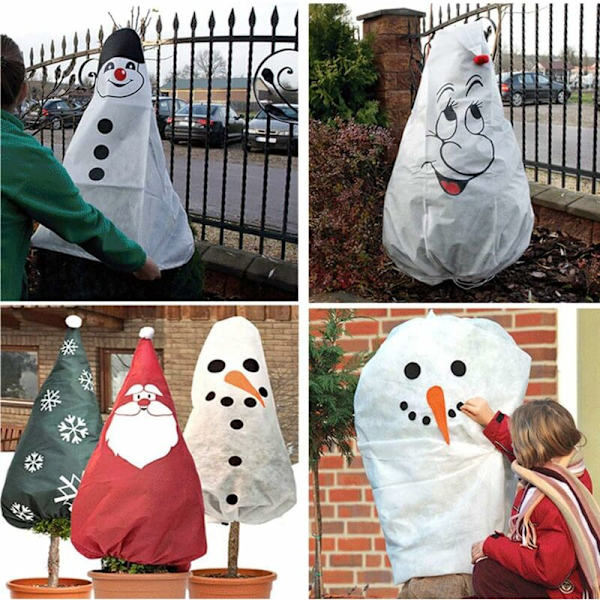 Vinterbeskyttelsesposer til haveplanter - Non-woven - Plantevarmebetræk - Frost- og kuldesikker - Juledekoration (90 x 103 cm)