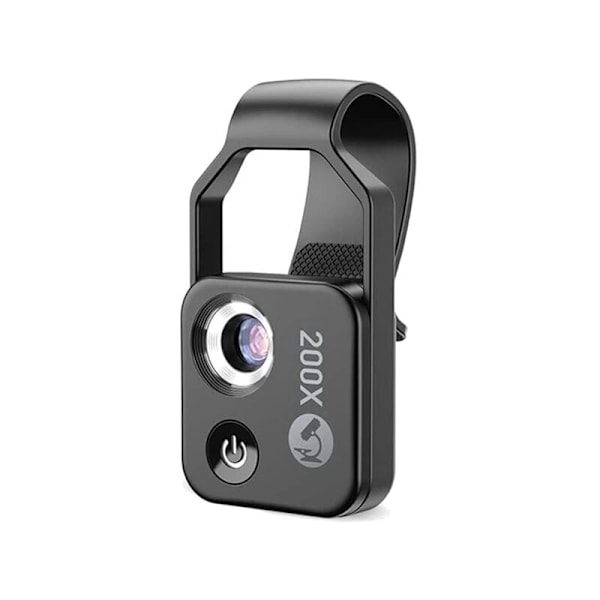 200X mobiltelefon mikroskop tilbehør, med CPL-linse, bærbar mini digital mikroskop, med LED-lys/universal klemme 1 stk