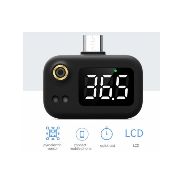 USB Smart Termometer Mini-Handy-Termometer Beröringsfri USB-Infraröd Termometer för Android-iOS-Telefoner
