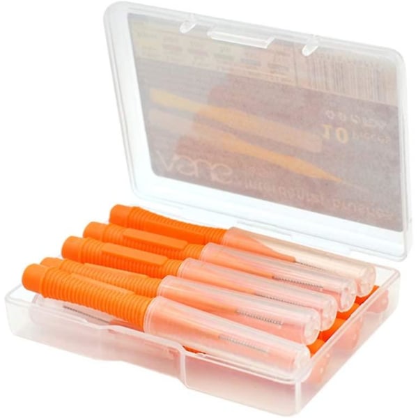 Interdentalborste Tänderrenare Tandrengöringsverktyg Portabel tandtrådssticka 10 stycken orange