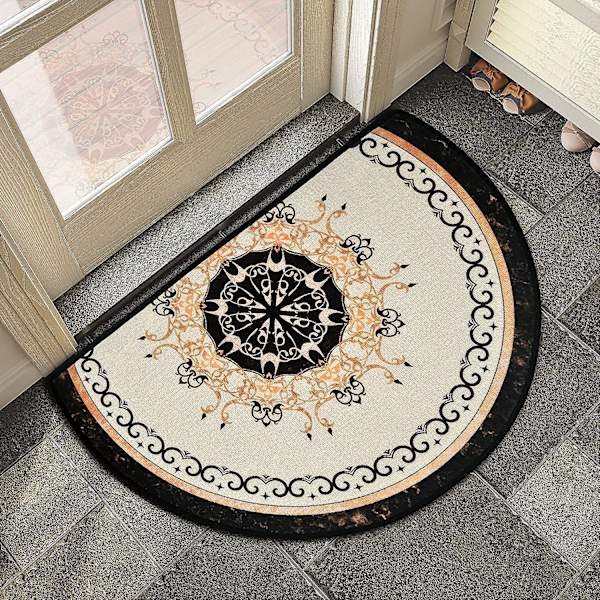 51 Cm 76 Cm Indre Fordør, Til Velkommen Hjem Indgang, Halvcirkelformet Skridsikker Ydre Vægsabsorberer Vand, Retro Geometrisk Blomstermønster (, Multic
