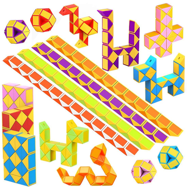 Party Bag Fillers For Kids - 20 Pack 24 Block Magic Snake Cube Fidget Toys, Party Favors Leksaker för barn, Party Supplies
