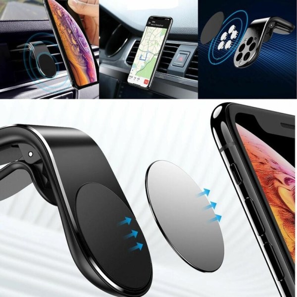 Auton matkapuhelinteline magneetilla ja magneettisella metallilevyllä sopii malleihin iPhone XS MAX/XS/XR/X/8/7/6P, Samsung S9/S8/S7, Huawei