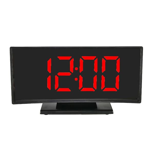 Stor skärm LED digital väckarklocka display elektronisk klocka mode kurvad väckarklockaröd