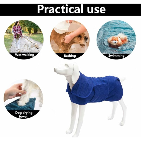 Snabbtorkande hundväska med kardborrestretch Superabsorberande mikrofiberbadhandduk för husdjur, flera färger Morgonrock-Blå-XS