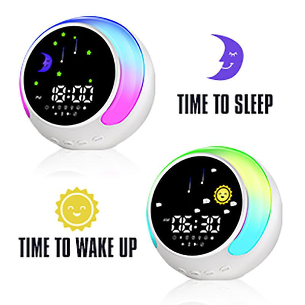 Tid att väcka väckarklocka för barn, sömntränare för barn, väckningsljus för barn, sömnljud Maskinintelligent Bluetooth -högtalare