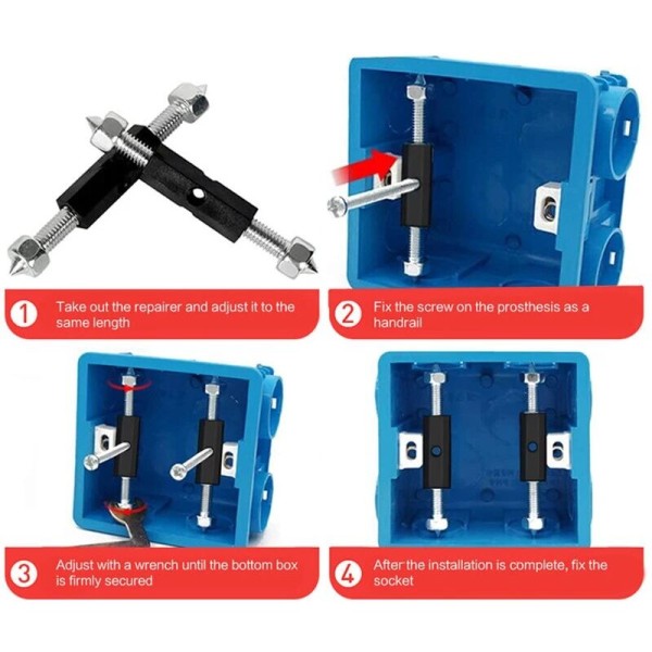 10 stk/sæt vægkontaktboks skruenøgle indendørs switch seks-ord skrue skjult hemmelig væg switch box reparation skrueholder stang