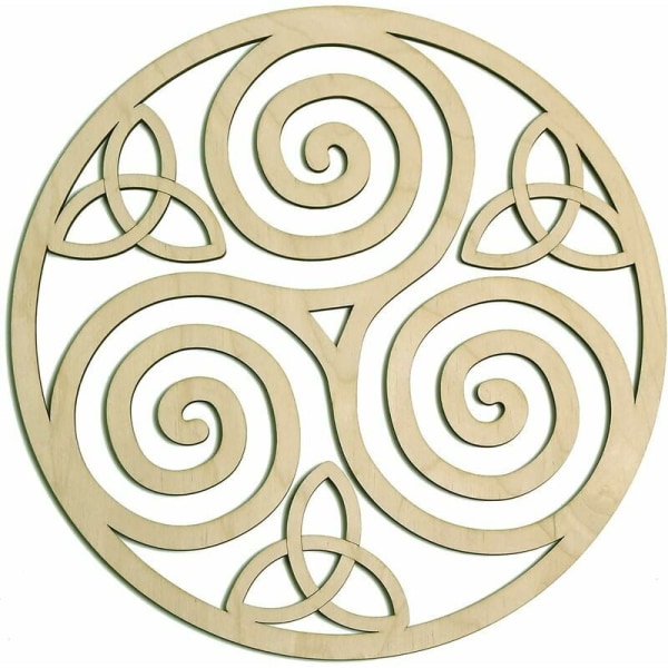 Triskele Knot träväggkonst (irländska symboler, keltisk trippelspiral, keltisk heminredning, irländsk väggkonst, trippel helixspiral) Naturligt trä