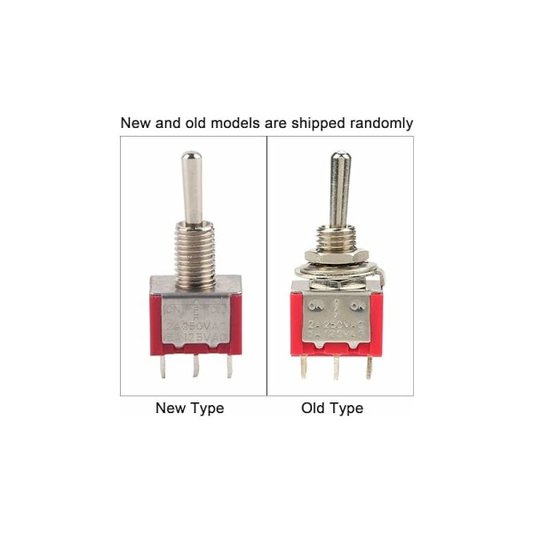 10 stycken PÅ-AV-PÅ momentan vippströmbrytare 3-läges momentan vippströmbrytare DPDT 6-stift 6mm 2A/250VAC 5A/120VAC,