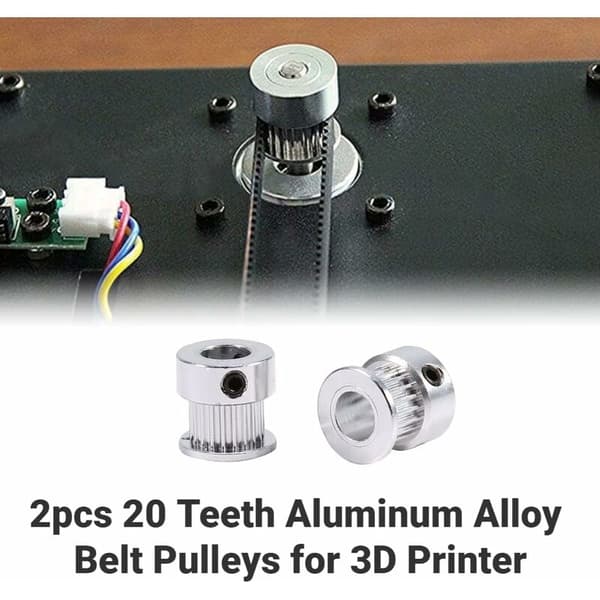 20 tænder tandremskive 8 mm aluminiumslegering tandremskive til 3D-printer 2 stk (20 tænder (8 mm indre hul))