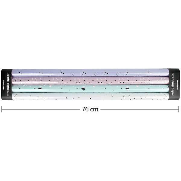 Inslagningspapper Rulle Hjärtan/polka prickar/stjärnor 2 sorters design för födelsedag